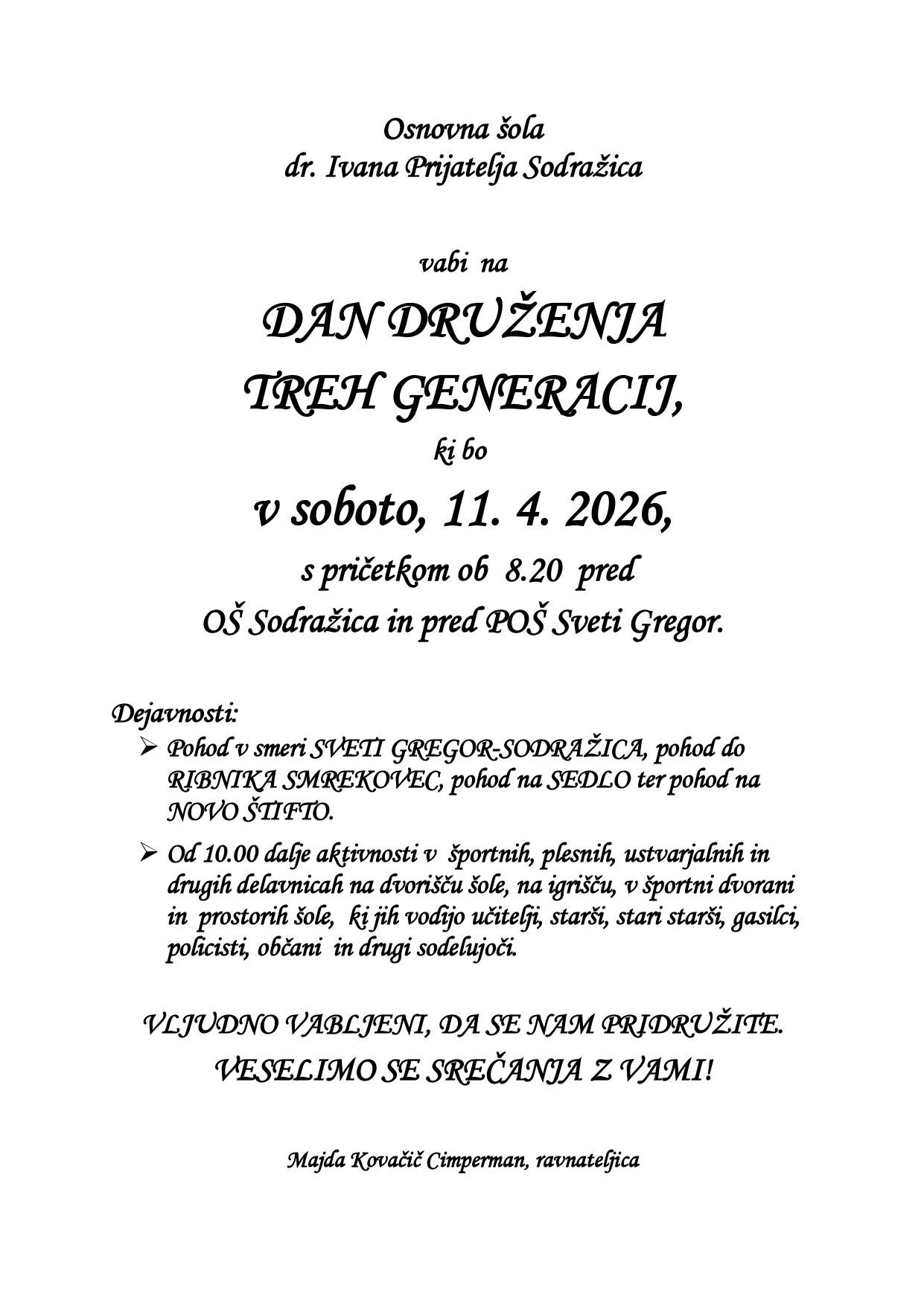 Dan druženja treh generacij